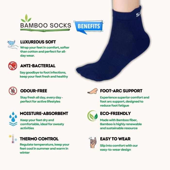 Bamboo Ankle Socks for Men & Women | Navy Blue - Image 3