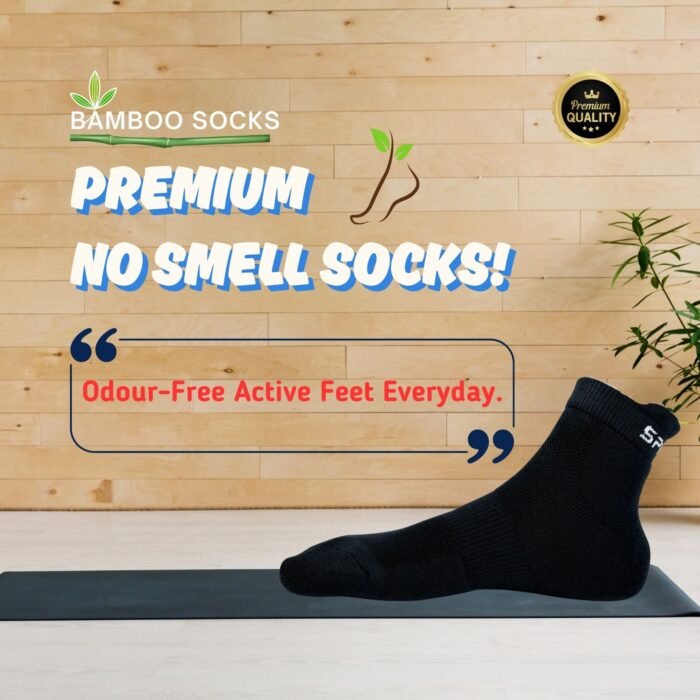 Bamboo Ankle Socks for Men & Women | Black Color - Image 7