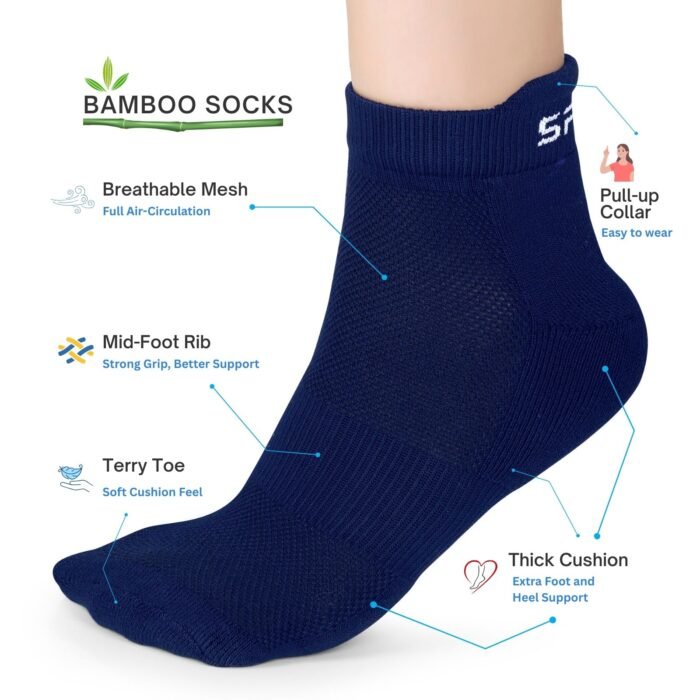 Bamboo Ankle Socks for Men & Women | Navy Blue - Image 2