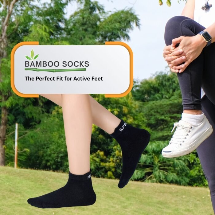 Bamboo Ankle Socks for Men & Women | Black Color - Image 4