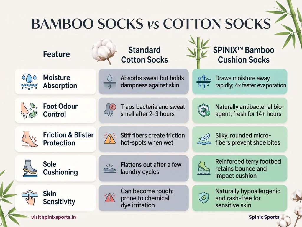 bamboo socks vs cotton socks comparison chart