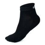 SPINIX black bamboo ankle socks shown in ghost mannequin style