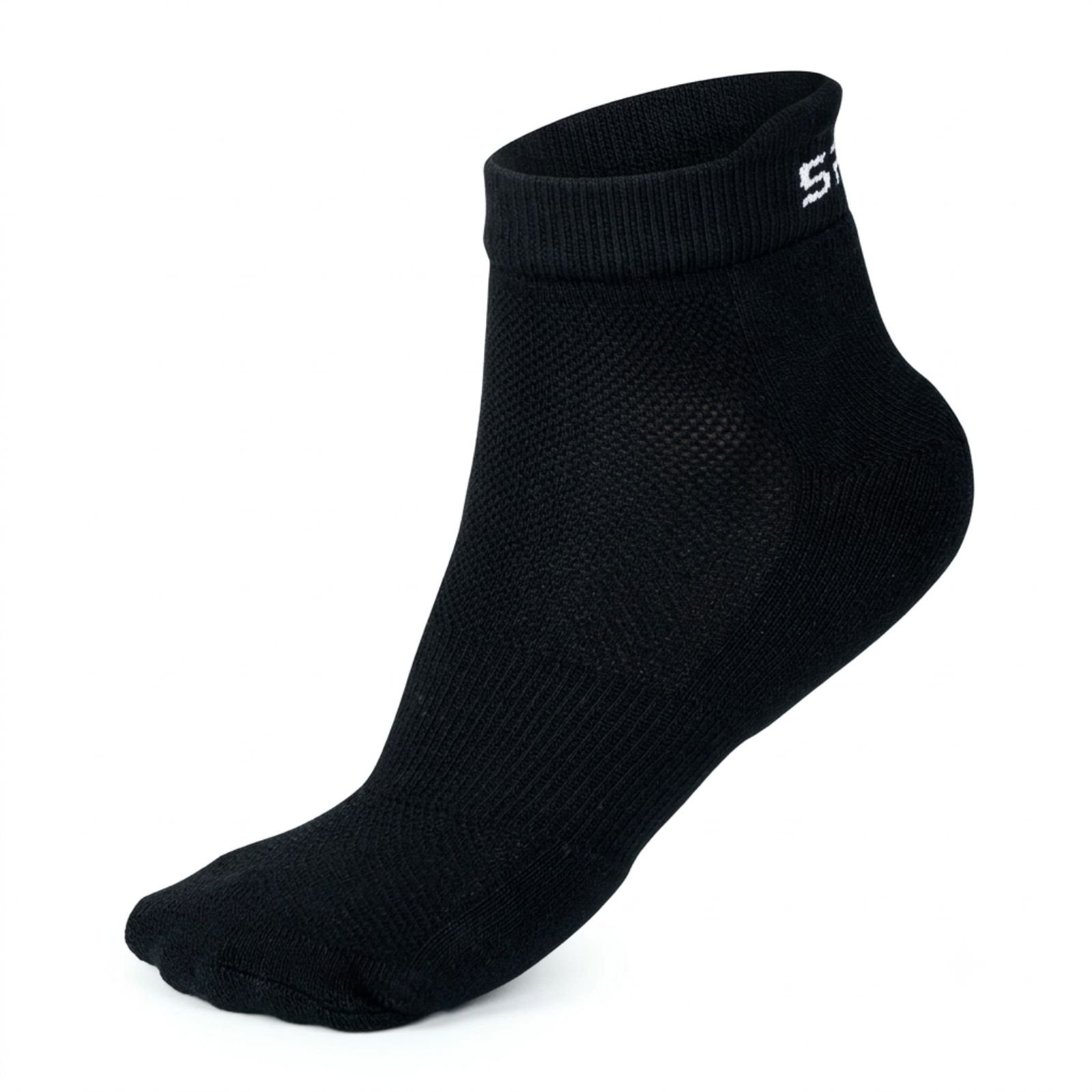 SPINIX Black Bamboo Ankle Socks SPINIX black bamboo ankle socks shown in ghost mannequin style
