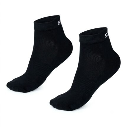 Pack of 2 SPINIX black bamboo ankle socks in ghost mannequin style