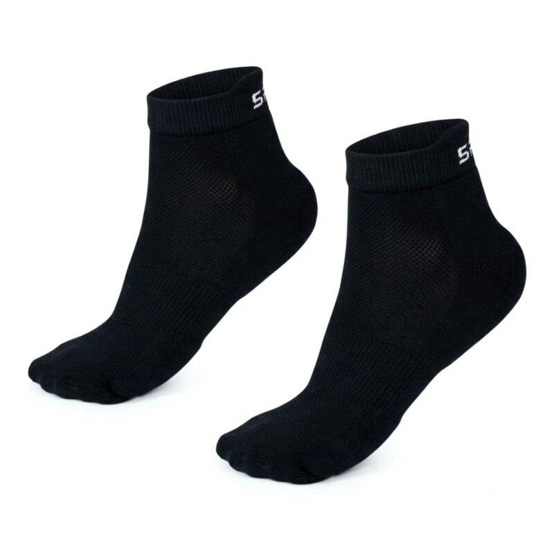 Pack of 2 SPINIX black bamboo ankle socks in ghost mannequin style