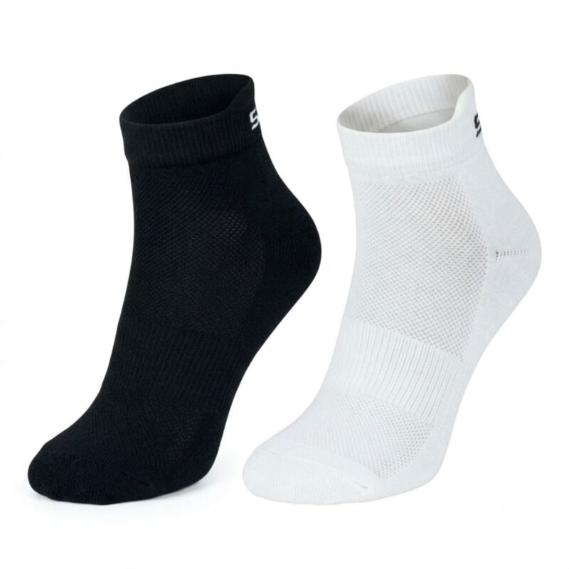 Pack of 2 SPINIX bamboo ankle socks in black and off-white