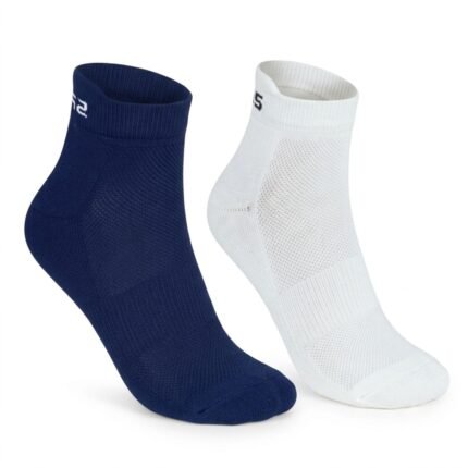 Pack of 2 SPINIX bamboo ankle socks in navy blue and off-white