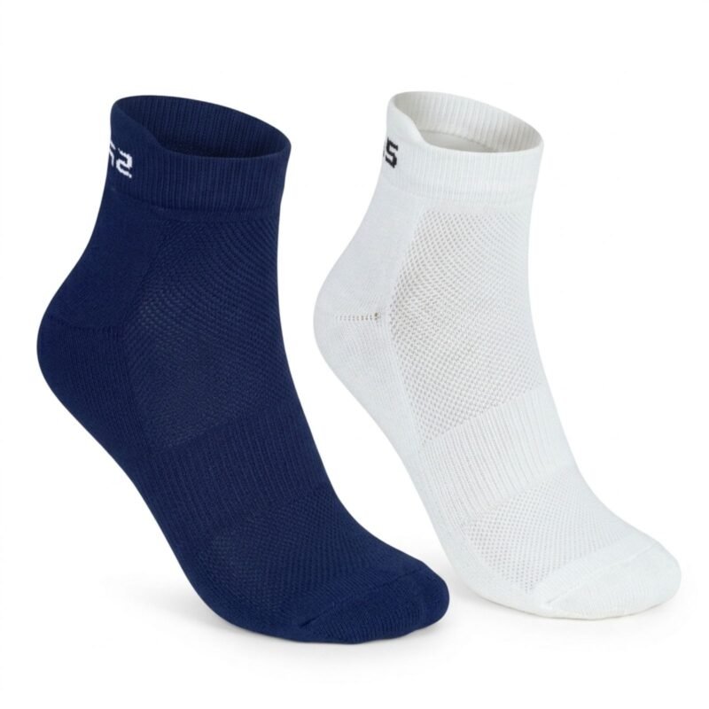 Pack of 2 SPINIX bamboo ankle socks in navy blue and off-white